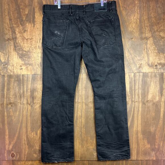 Vintage Projek Raw Mens Jeans Black Baggy Distressed Slim Fit Straight Leg 38x31 - Picture 9 of 12
